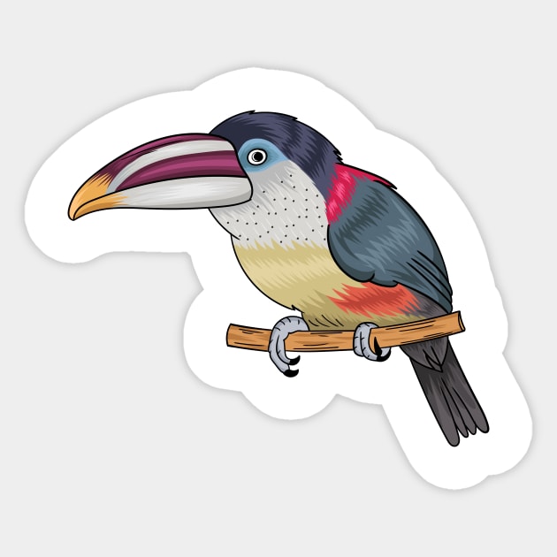 Curl crested aracari bird cartoon illustration Sticker by Cartoons of fun